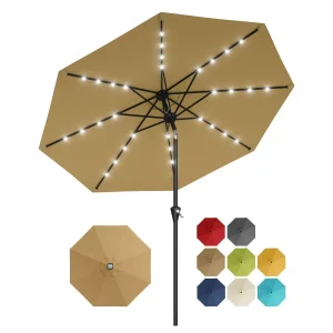 10FT Solar Powered Patio Umbrella