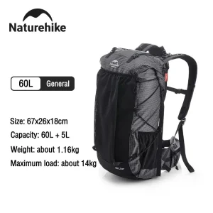 Naturehike Waterproof Outdoor Mountain Backpack 60+5L